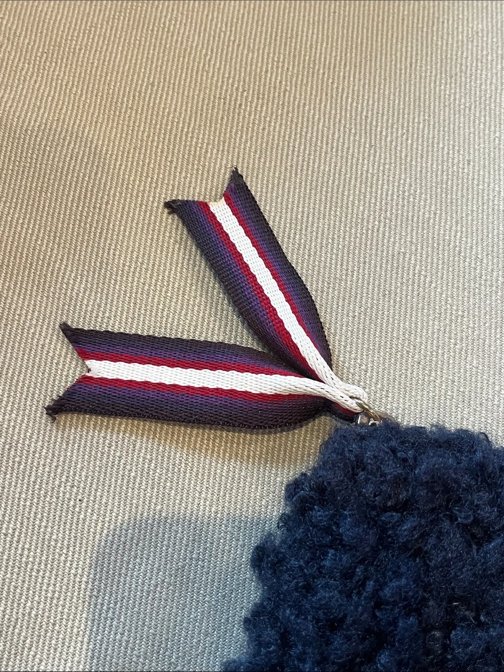 Cozy Navy Faux-Sherpa Clutch with Ribbon Accent